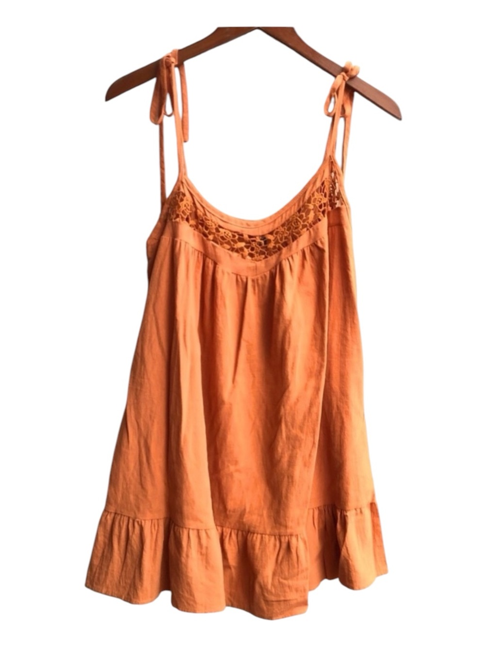 Zaful Orange Relaxed Tie Strap Dress with Embellished Neckline Size US 6 Medium